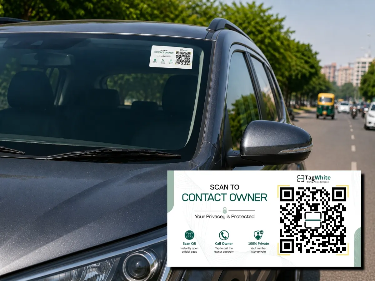 TagWhite Drive smart QR safety tag for cars